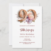 Weißer Goldpfirsichblüte 90. Geburtstag Einladung (Vorderseite)