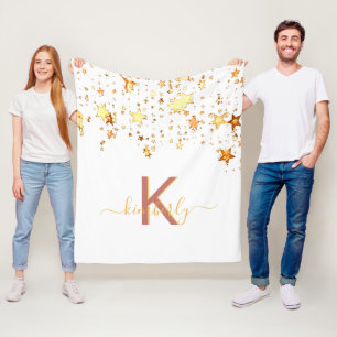 Weißer Goldstern, Monogramm Fleecedecke