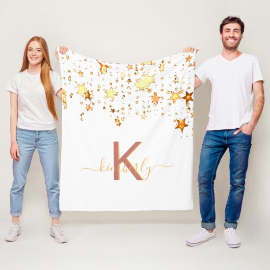 Weißer Goldstern, Monogramm Fleecedecke (Beispiel)