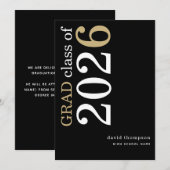 Weißer Goldtext 2025 Schwarzer Abschluss Ankündigung (Vorne/Hinten)