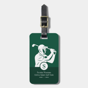 Weißer Golfer mit Golfschläger Elegantes Grün Gepäckanhänger