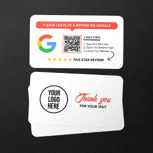 Weißer Google Reviews QR Code Geschäftsbewertungsl Visitenkarte