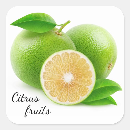 Weißer Grapefruit Quadratischer Aufkleber (Vorderseite)
