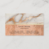Weißer Graue Carrara-Marmor Kupfer Gold Makeup Cor Visitenkarte (Rückseite)