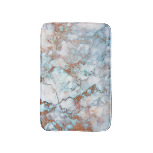 Weißer grauer Blauer Marmor Stone Brown Glitzer Badematte (Vorderseite Vertikal)