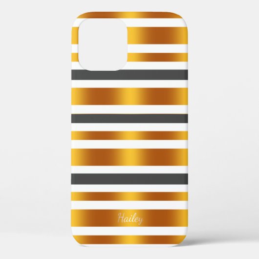 Weißer grauer Goldeffekt gestreift Case-Mate iPhone Hülle (Rückseite)