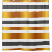 Weißer grauer Goldeffekt gestreift Duschvorhang (Vorderseite)