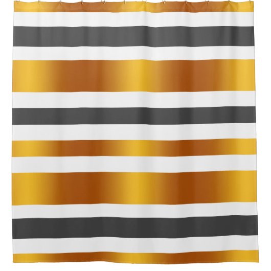 Weißer grauer Goldeffekt gestreift Duschvorhang (Vorderseite)