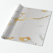 Weißer grauer Marmor Golden Shiny Metallic Hell Geschenkpapier (Ungerollt)