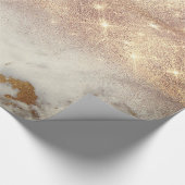Weißer grauer Marmor Golden Shiny Piny Glitzer Par Geschenkpapier (Ecke)