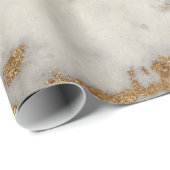 Weißer grauer Marmor Golden Shiny Piny Glitzer Par Geschenkpapier (Rolleneckpunkt)