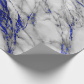 Weißer grauer Marmor Shiny Blue Navy Brushs Geschenkpapier (Ecke)