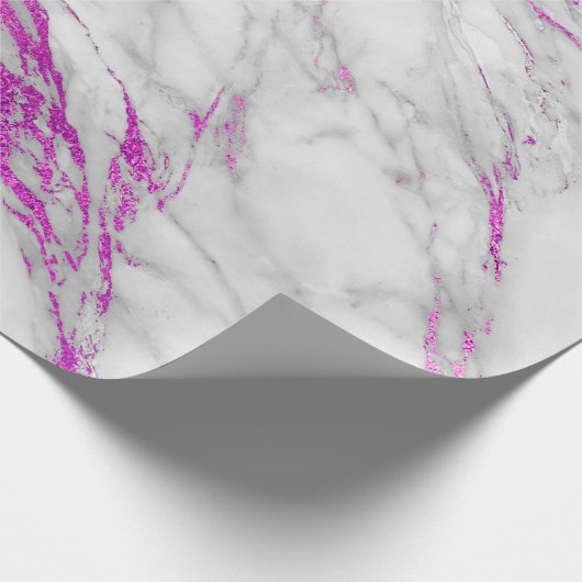 Weißer grauer Marmor Shiny Pink Pinsel Geschenkpapier (Ecke)