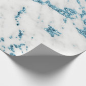 Weißer grauer Ozean Blauer Glitzer Carrara Marmors Geschenkpapier (Ecke)
