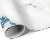 Weißer grauer Ozean Blauer Glitzer Carrara Marmors Geschenkpapier (Rolleneckpunkt)