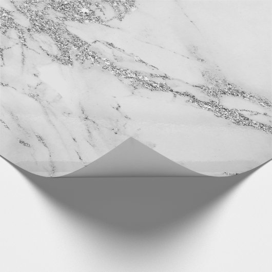 Weißer grauer silberner Glittermarmor des Geschenkpapier (Ecke)
