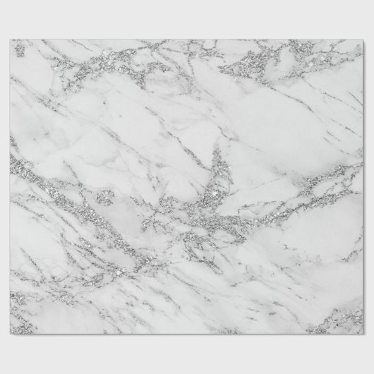 Weißer grauer silberner Glittermarmor des Geschenkpapier (Flach)