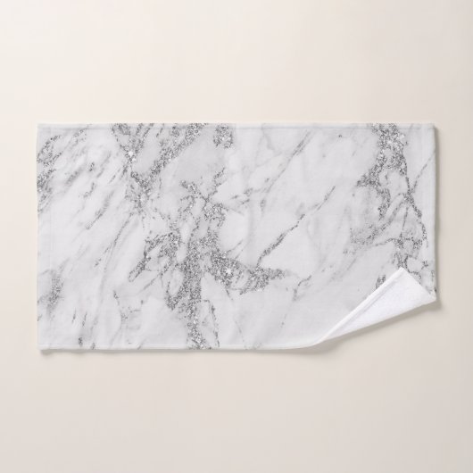 Weißer grauer silberner Glittermarmor des Handtuch (Handtuch)