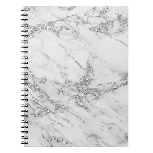 Weißer grauer silberner Glittermarmor des Notizblock (Vorderseite)