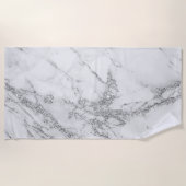 Weißer grauer silberner Glittermarmor des Strandtuch (Vorderseite)