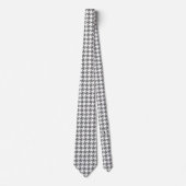 Weißer Gray Pied de Poule Houndstooth Krawatte (Vorderseite)