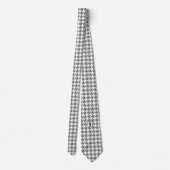 Weißer Gray Pied de Poule Houndstooth Krawatte (Rückseite)