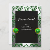 WEISSER GREEN DAMASK & KLEEBLATT MONOGRAM GOLD Ora Einladung (Rückseite)