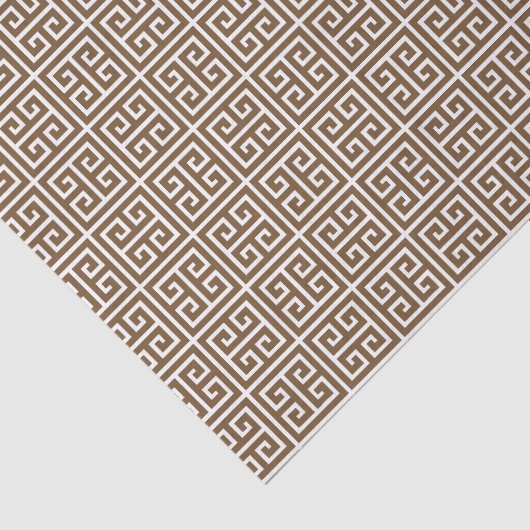 Weißer griechischer Schlüssel Browns Seidenpapier (Ausschnitt)