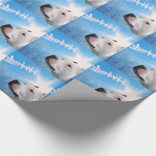 Weißer Gruben-Stier-Terrier-Hund wartete Geschenkpapier (Ecke)