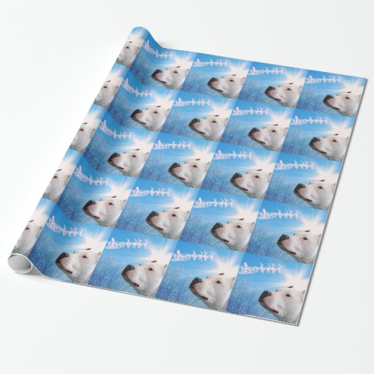 Weißer Gruben-Stier-Terrier-Hund wartete Geschenkpapier (Ungerollt)