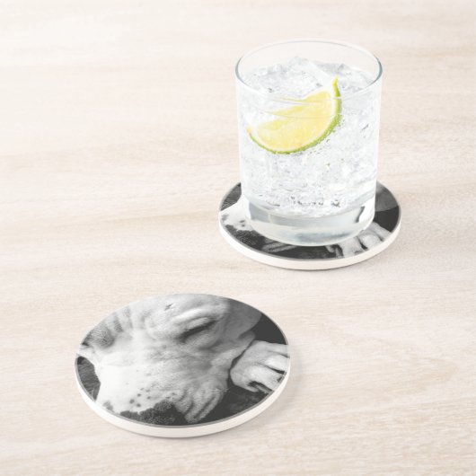 Weißer Grubenbull Getränkeuntersetzer (Seite)