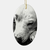 Weißer Grubenbull Keramikornament (Rechts)