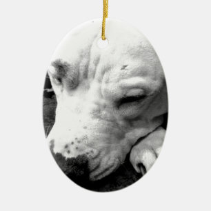 Weißer Grubenbull Keramikornament
