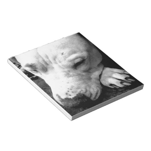 Weißer Grubenbull Notizblock (angewinkelt)