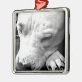 Weißer Grubenbull Ornament Aus Metall (Links)