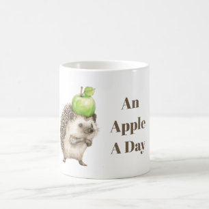 Weißer Grüner Apfel Ein Tag Igel Kaffeetasse