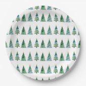 Weißer grüner festlicher Winterbaum Weihnachten   Pappteller (Vorderseite)