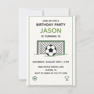 Weißer & Grüner Fußball-Geburtstag • Jungen-Sportp Einladung