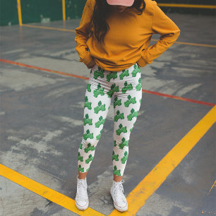 Weißer grüner Glücksklee St. Patrick's Day Leggings