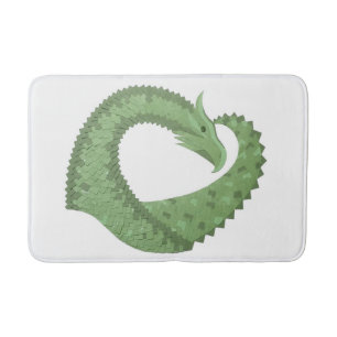 Weißer Grüner Herzdrache Badematte