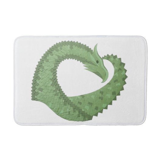 Weißer Grüner Herzdrache Badematte (Vorderseite)