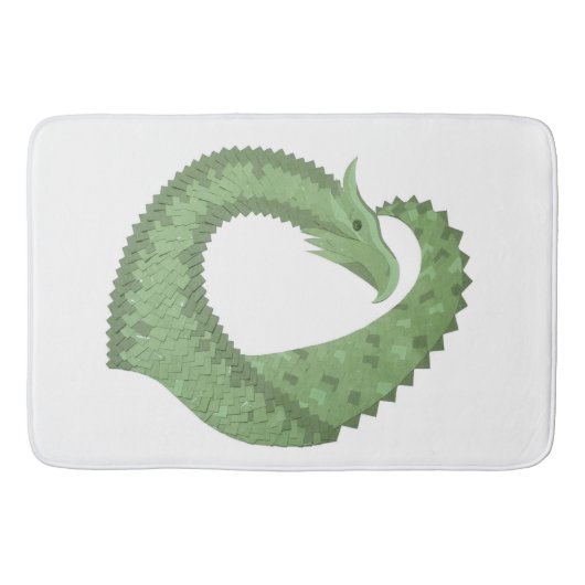 Weißer Grüner Herzdrache Badematte (Vorderseite)
