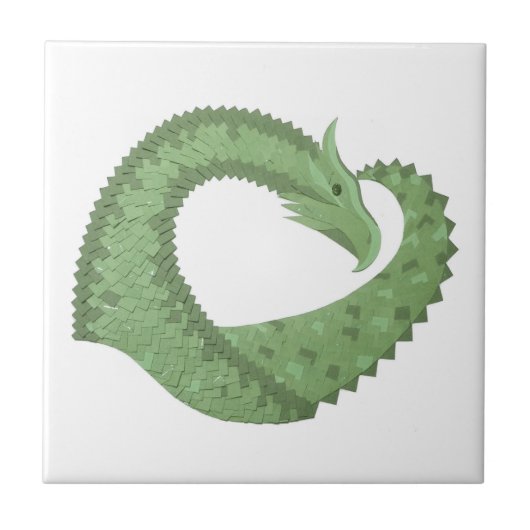 Weißer Grüner Herzdrache Fliese (Vorderseite)
