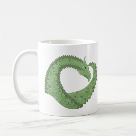 Weißer Grüner Herzdrache Kaffeetasse (Links)