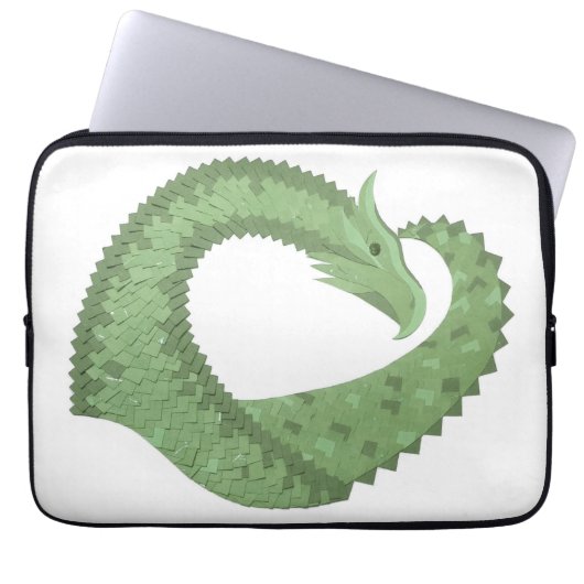 Weißer Grüner Herzdrache Laptopschutzhülle (Vorderseite)