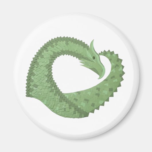 Weißer Grüner Herzdrache Magnet (Vorne)