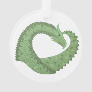 Weißer Grüner Herzdrache Ornament