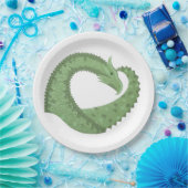 Weißer Grüner Herzdrache Pappteller (Party)