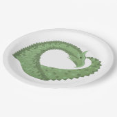 Weißer Grüner Herzdrache Pappteller (Schrägansicht)