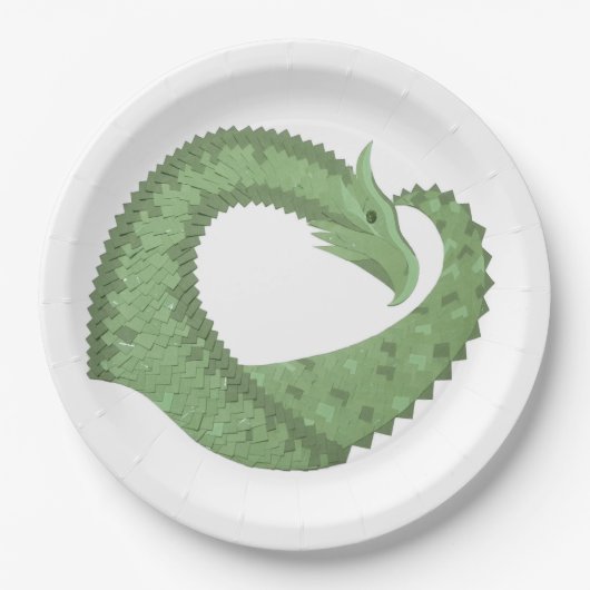 Weißer Grüner Herzdrache Pappteller (Vorderseite)